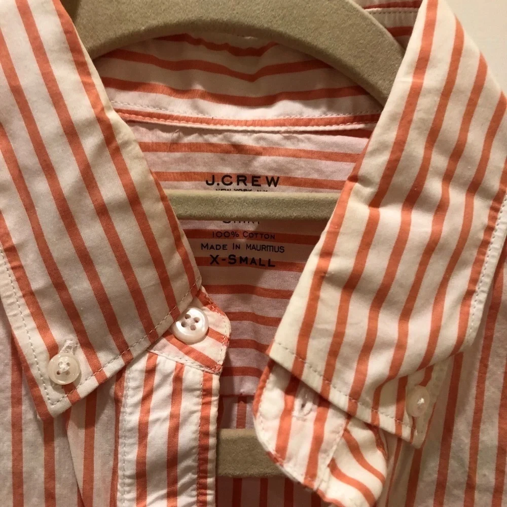 J. Crew  Orange/White Stripe Button Down